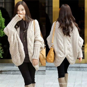 Fashion Style Plus Size Bat Sleeve Knitted Wool Cardigan (66180)